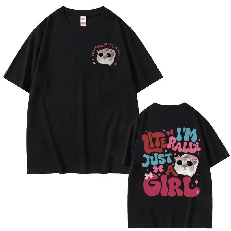 Lustiges Trauriges Hamster Meme Weinen Großes Auge Niedliche Maus T-Shirt Damen Mode Kawaii Kleidung T-Shirts Damen T-Shirt