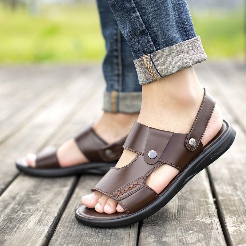 New Men's Anti-slip Breathable Sandals In Summer Wear Sandals To Drive Middle-aged and Elderly Dad Shoes