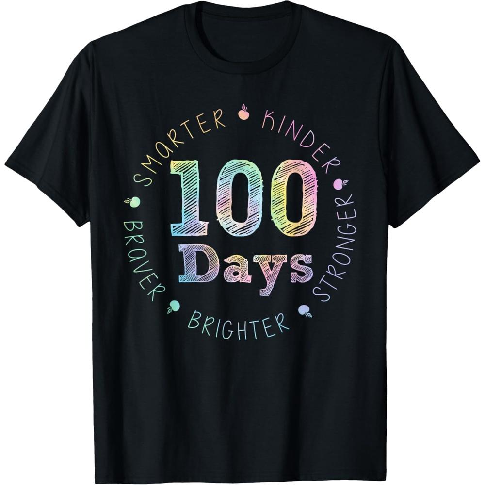 Smarter Kinder Stronger Brighter 100 Days Of School Teacher T-Shirt S чёрный