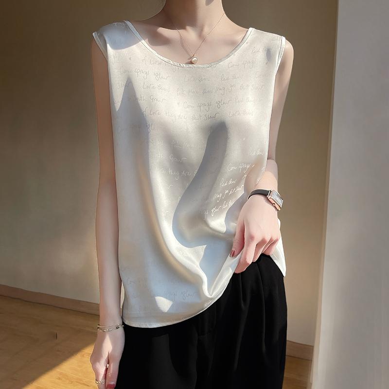 

Женская летняя майка-топ из смеси шелка тутового шелкопряда, 50% шёлка, дышащий, прохладный, 50% полиэстерового волокна, облегающая рубашка-низ M белый