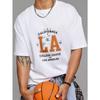 White T Shirt with California La College League Los Angeles Print for Casual Wear