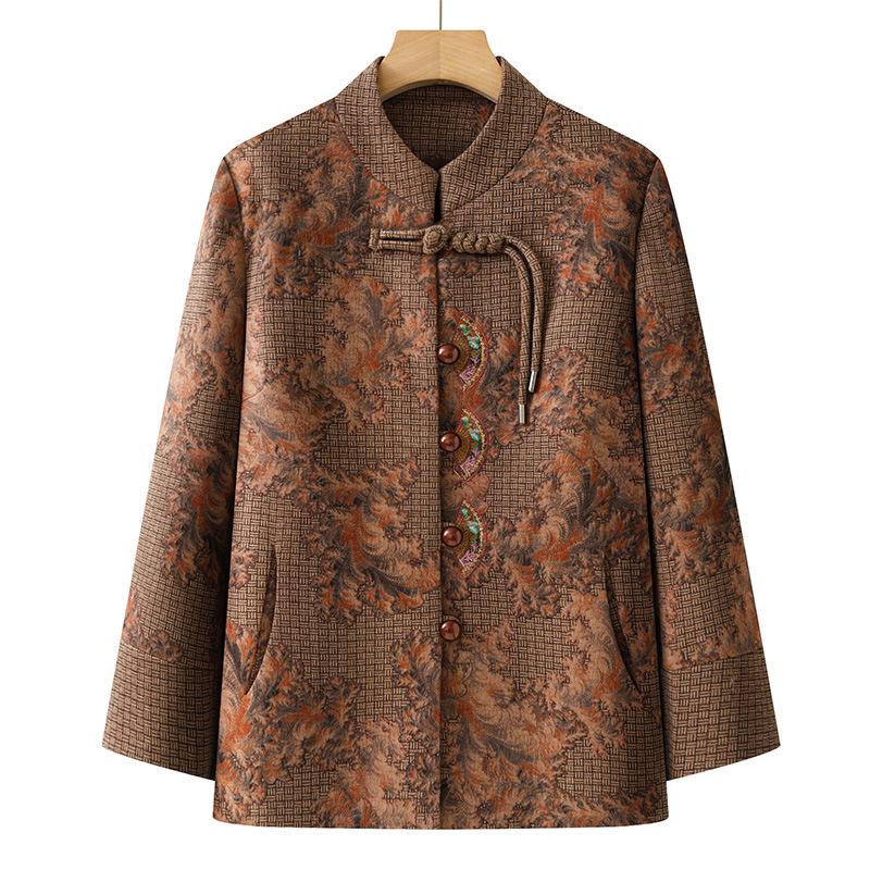 

2026 Spring-Autumn Embroidered Tang Jacket for Middle-Aged & Elderly Women 3XL (suggested 110-125 jin)