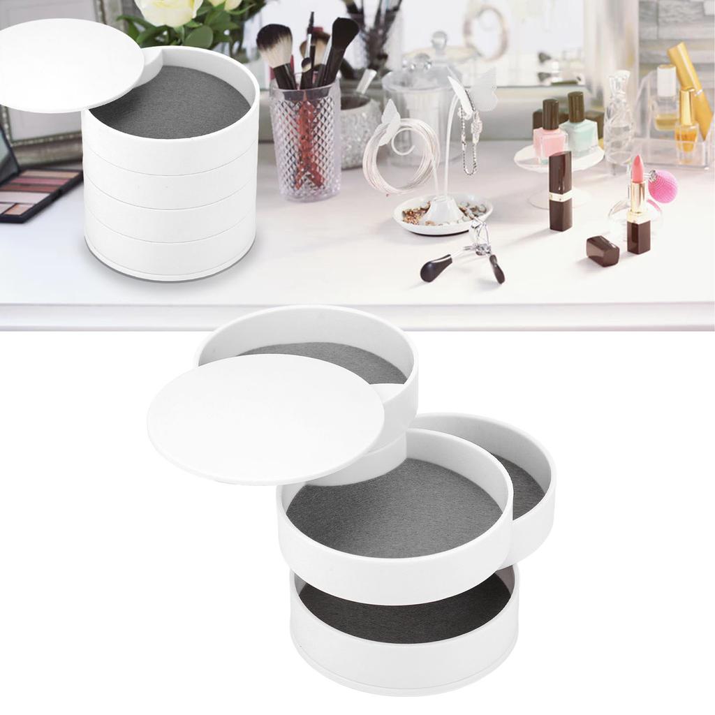 Rotatable Jewelry   4 Layers 360 Degree Rotation Dustproof Round Jewelry Box with Lid for   Household