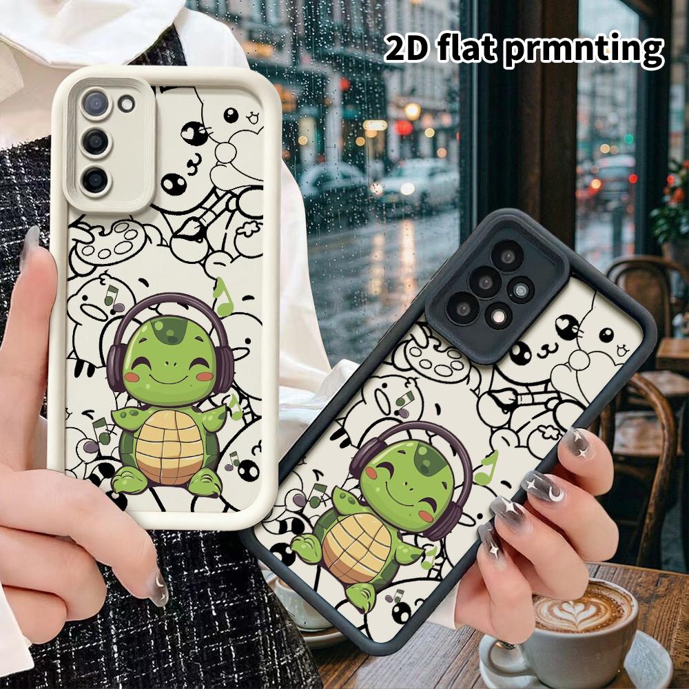 Phone Case: 2D Flat, Fits Samsung Galaxy A34 A35 M05 M06 S20 S22 S21 FE Plus 5G, Green Cartoon Little Turtle, Perfect Christmas and Halloween Holiday