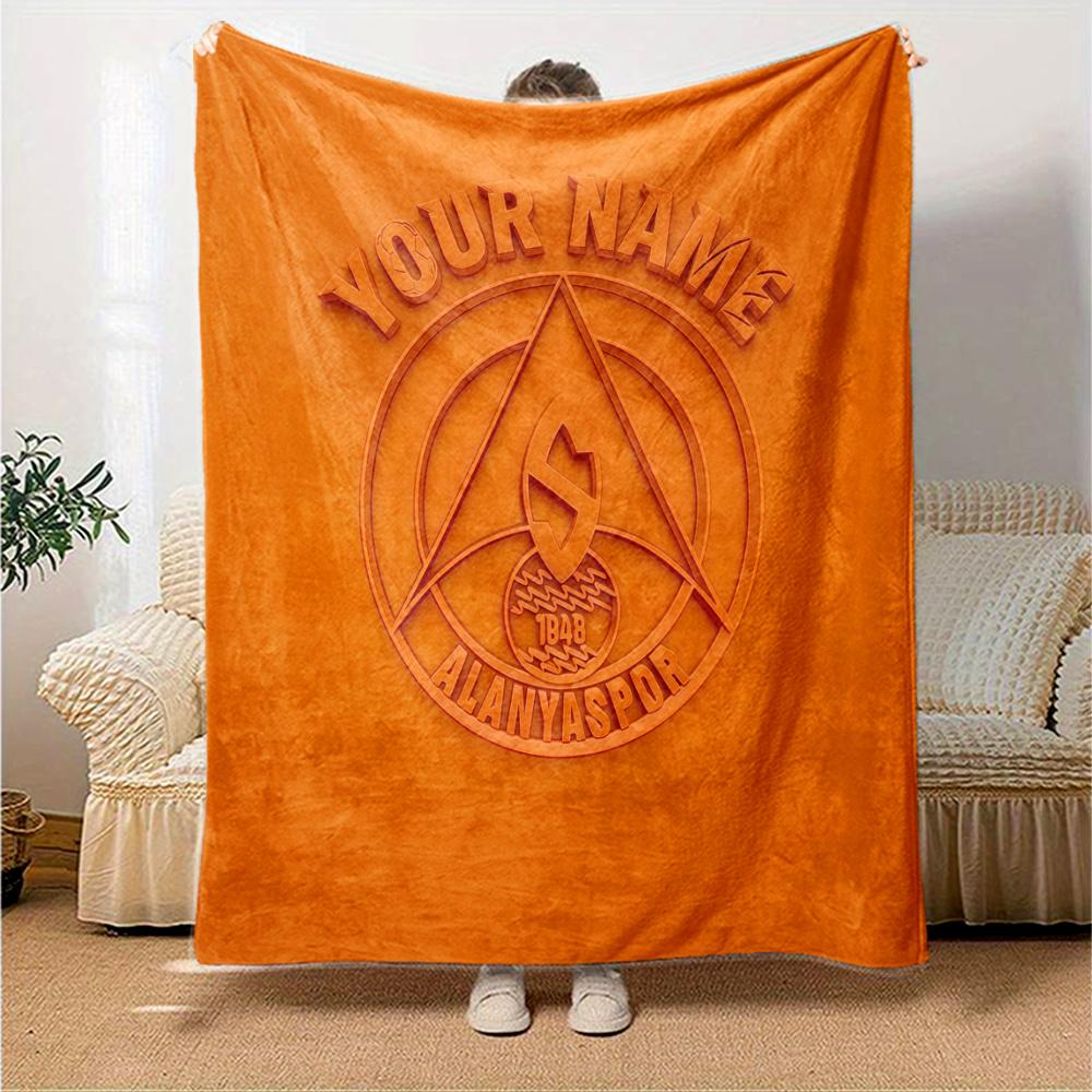 1PC Alanyaspor Custom Name Patterned Flannel Blanket Suitable For All Seasons For Home Decor Warmth And Comfort Gifts Holiday Present