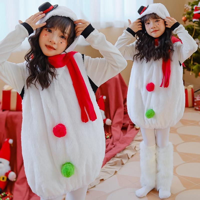 Girls Christmas Children's Costume Christmas Snowman Costume Snow Doll Snowball Baby Costume