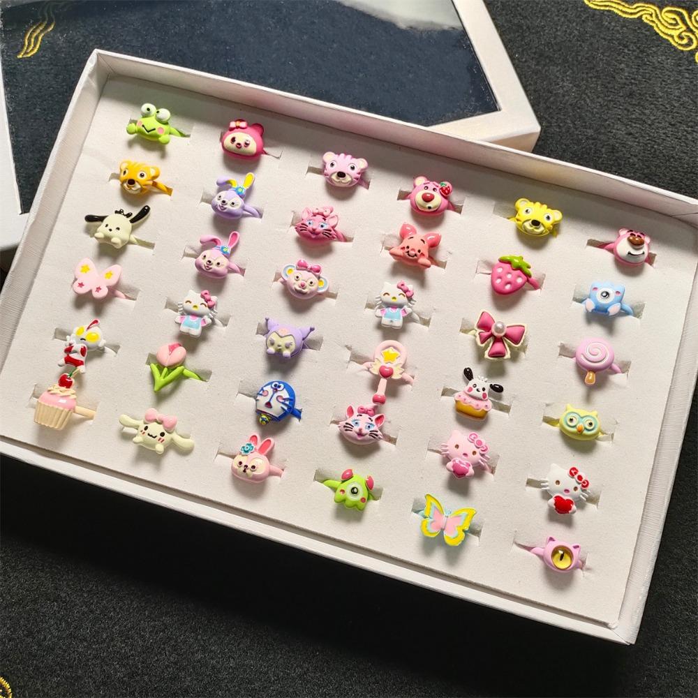 Tongqu 36 Gift Box Cartoon Ring Cute Cute Cute Ring Set Opening 36pcs
