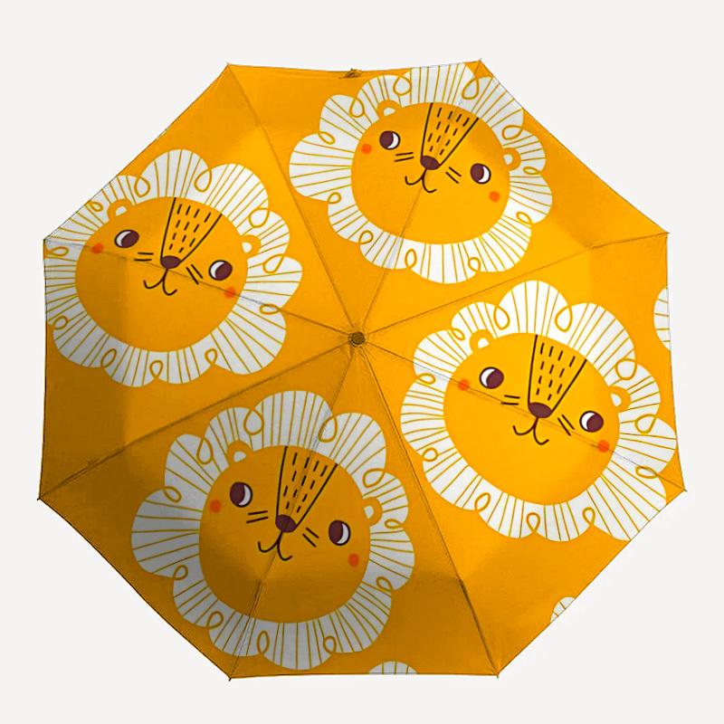 

1pc Lion Pattern Automatic Folding Umbrella - Portable Collapsible 8-Rib Umbrella for All Seasons Durable Canopy yy251119136