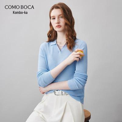 Komong Boca Women's Slim-Fit Merino Wool Knit Base Layer Sweater