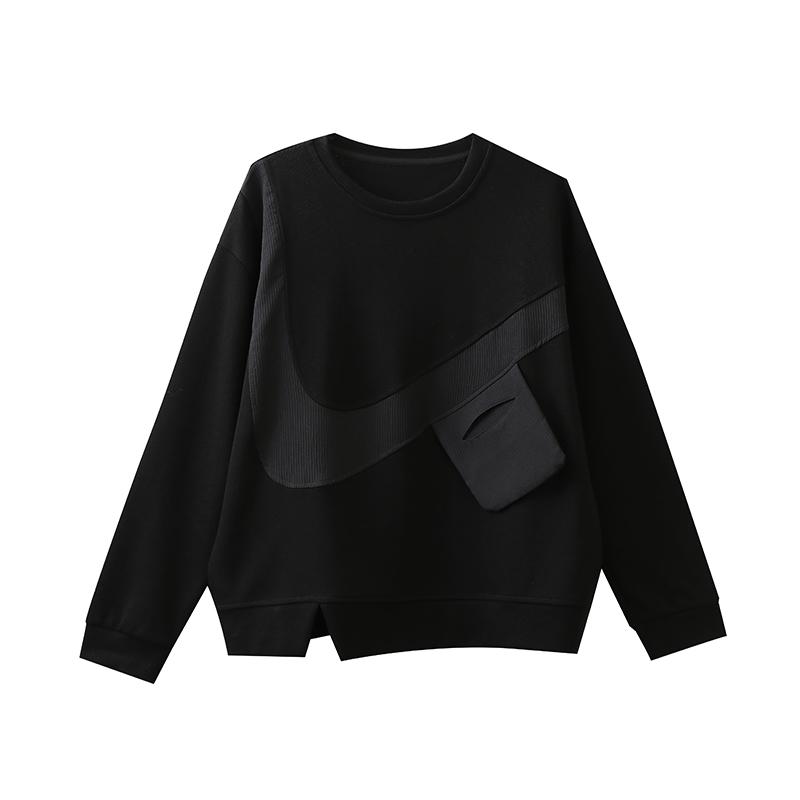 DIMANAF 2025 Autumn Plus Size Women Hoodies Shirts Long Sleeve T-shirt Loose Casual Tops Tees Black
