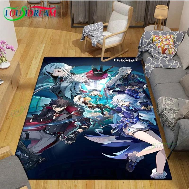 Popular Cartoon Game G-Genshin Impact Printed Carpet Living Room Anti-Skid Area Rug Kids Bedroom Mats Yoga Mat Carpet Decor Gift