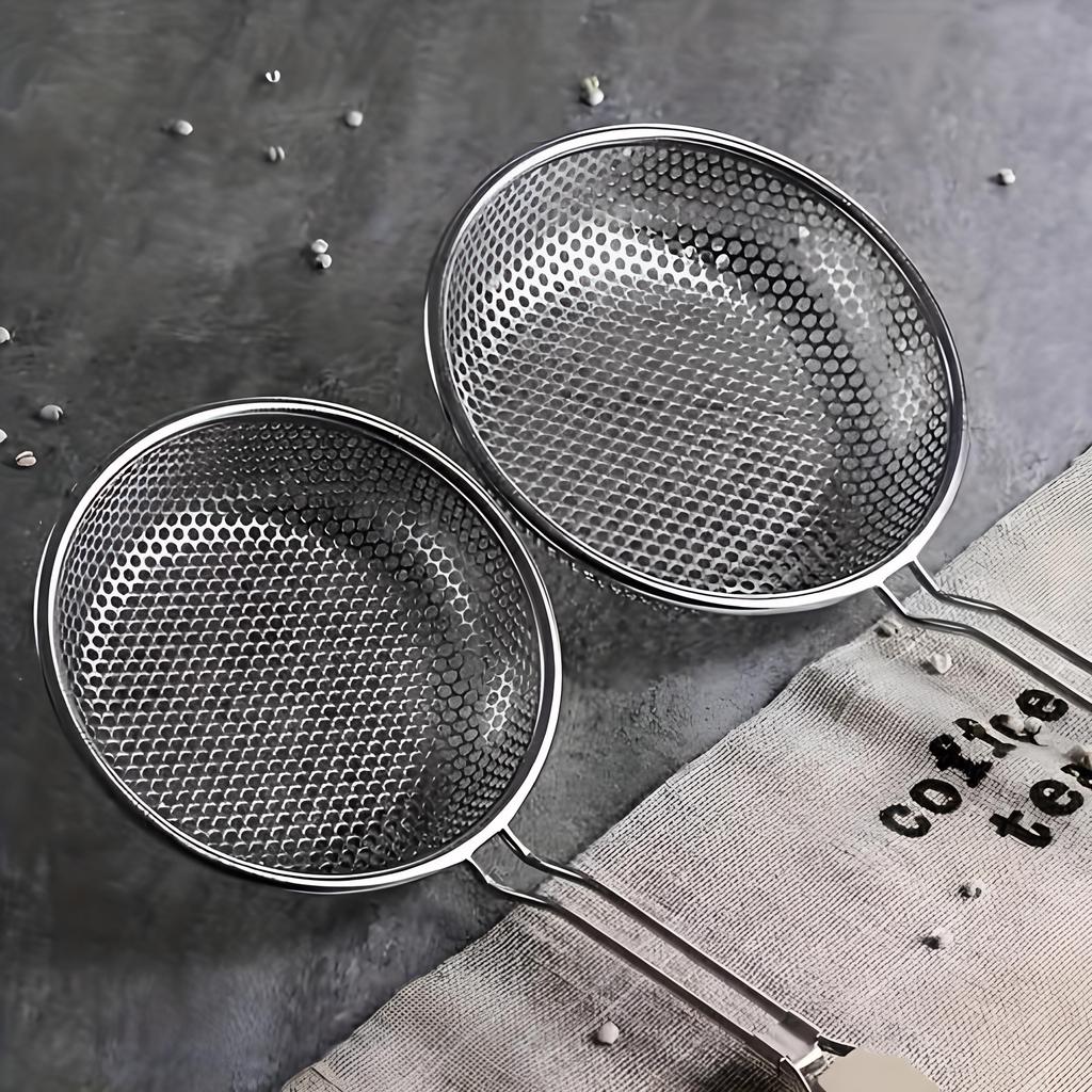 Deluxe Stainless Steel Fine Mesh Colander with Ergonomic Wooden Handle - Premium Skimmer Spoon for Efficient Cooking, Food Preparation