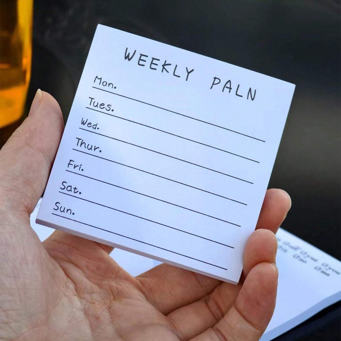 

1 шт. Мини-блокнот для заметок, Базовая линия 80 листов Самоклеящиеся заметки Портативный размер Самоклеящийся блокнот Еженедельный план Чек-лист