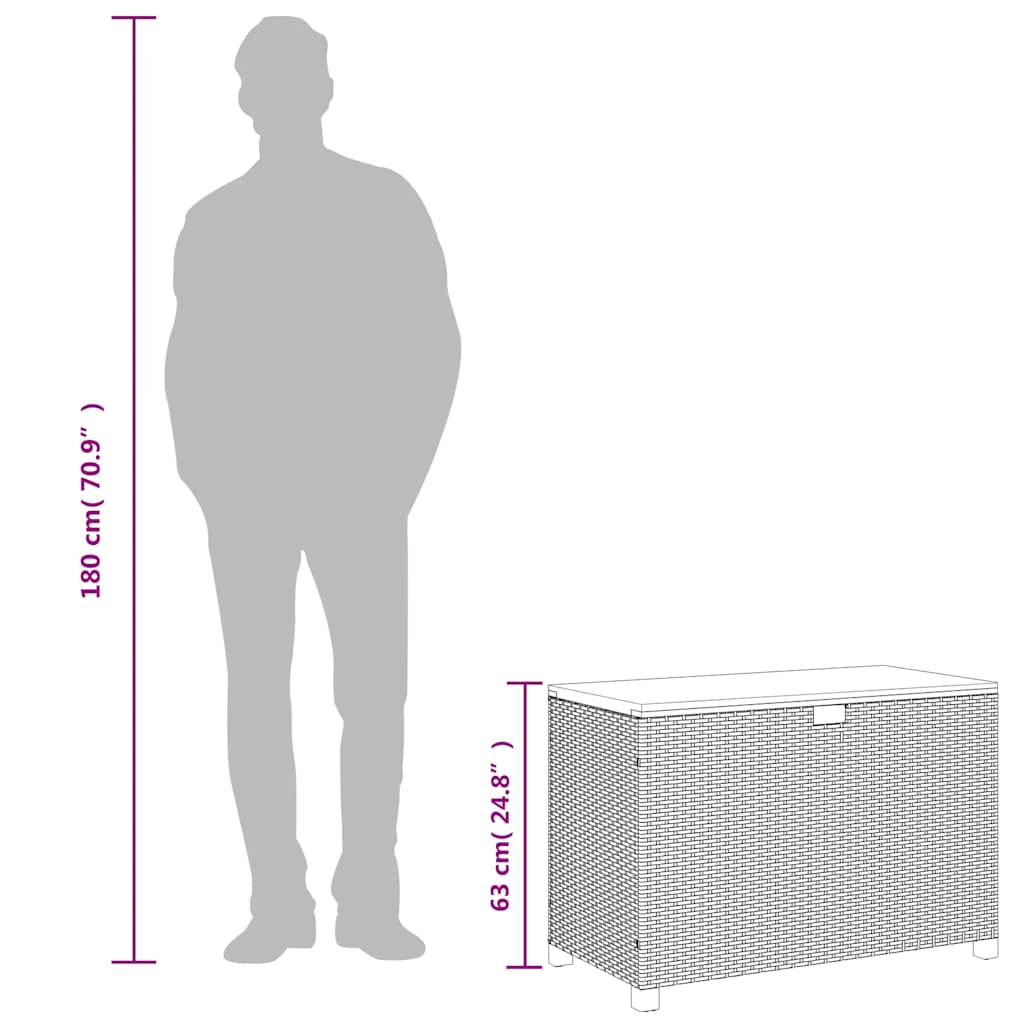 Garden Storage Box Gray 110x55x63 cm Poly Rattan Acacia Wood