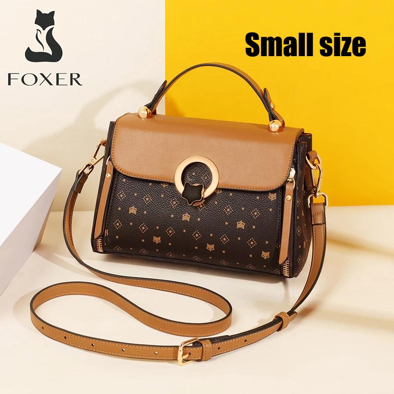 FOXER PVC Leather Shoulder Crossbody Bags Vintage Signature Tote Bag Retro Fashion Female Handbag Casual Travel Women s Bag
