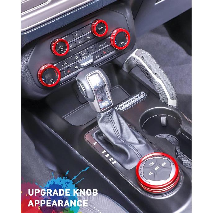 Savadicar CKT01 Billet Aluminum Control Knob Trim Sets, Headlight/4WD/HVAC Climate Control Knob Ring Bezels, Air Conditioner/Radio Switch Cover for