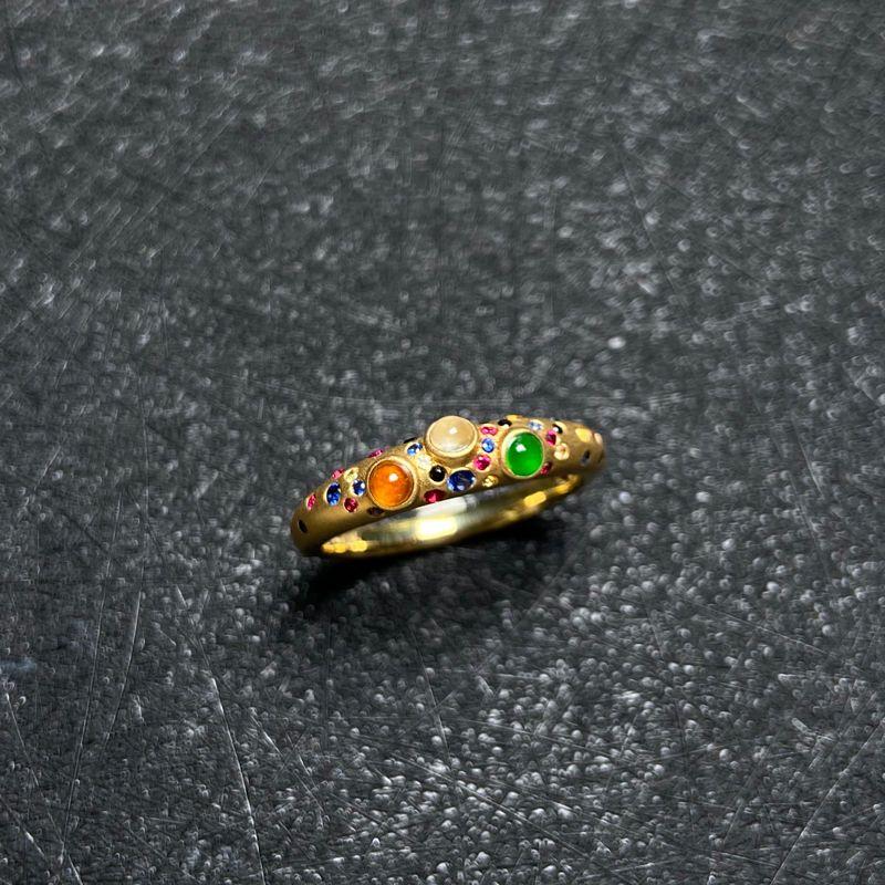 Ancient Gold Craftsmanship Inlaid Colorful Gemstones Rings For Women Fashion Crystal Neutral Style Jewelry Opening Adjustable