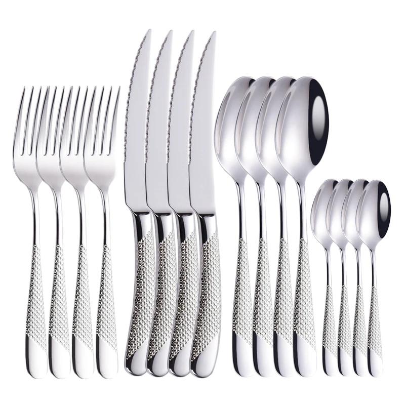 Set di posate dorate alla moda in acciaio inossidabile 18/10 Set di coltelli forchette posate Set di posate da servizio Posate Forchetta Drop Shipping