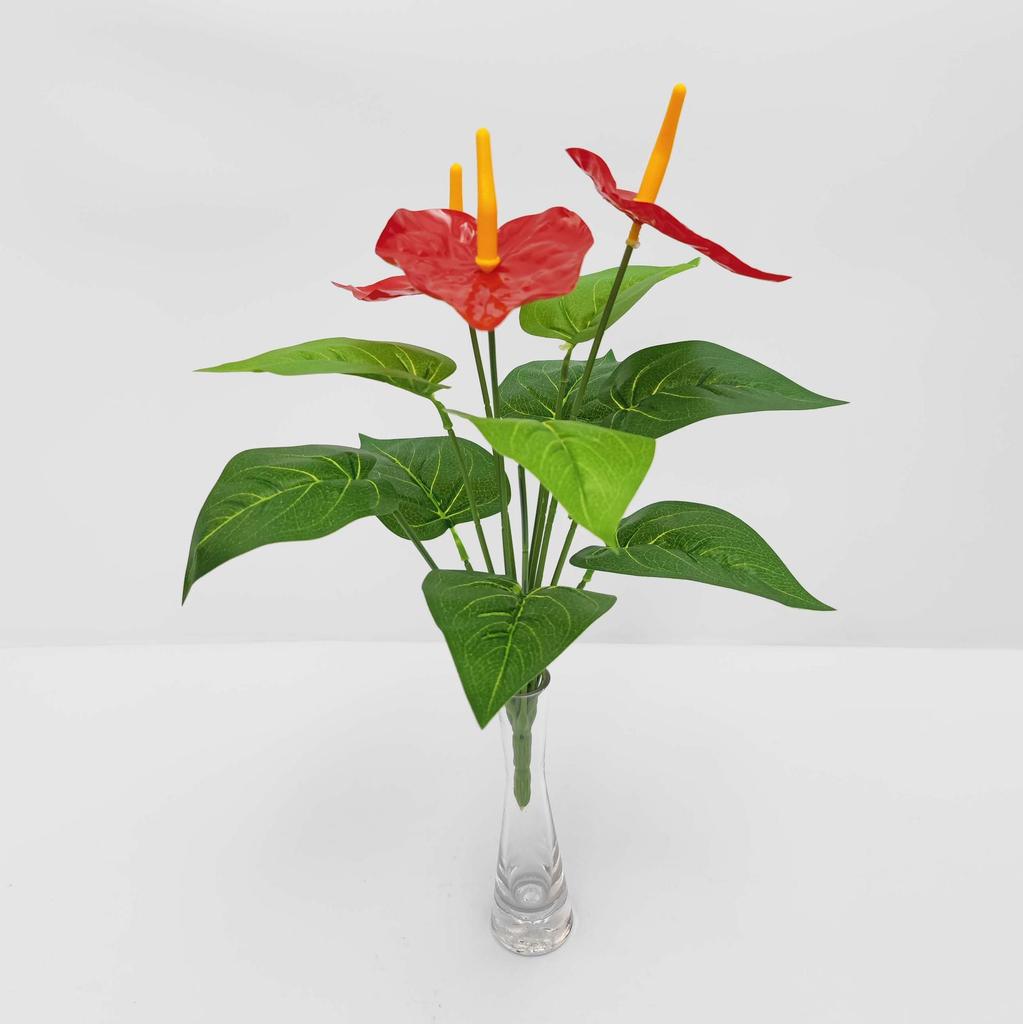 3D Anthurium Leaf Artificial Potted Plant - Home Decoration
