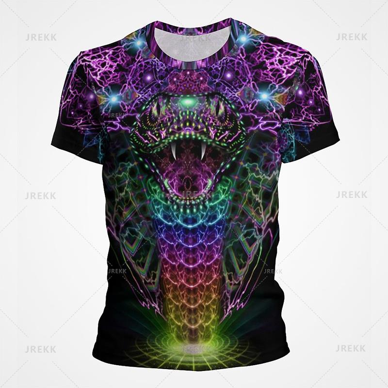 New Summer Snake Graphic Pop T Shirts For Men 3D Horror Animal Printed Tee Shirt Kid Fashion Cool Streetwear Clothes O-neck Tops