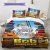 Bob Builder Theme Custom Name Pattern Bedding Quilt Set Quilt Cover Pillowcase Home Birthday Gift(1 * duvet cover + 2 * pillowcase, without core)