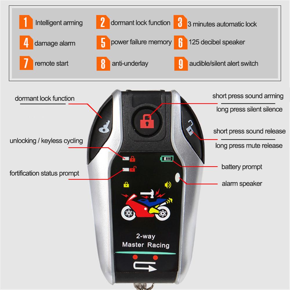2 Way Motorcycle Alarm Remote Engine Moto Protection with Induction Remote Control Universal for All Kinds of Motorcycles