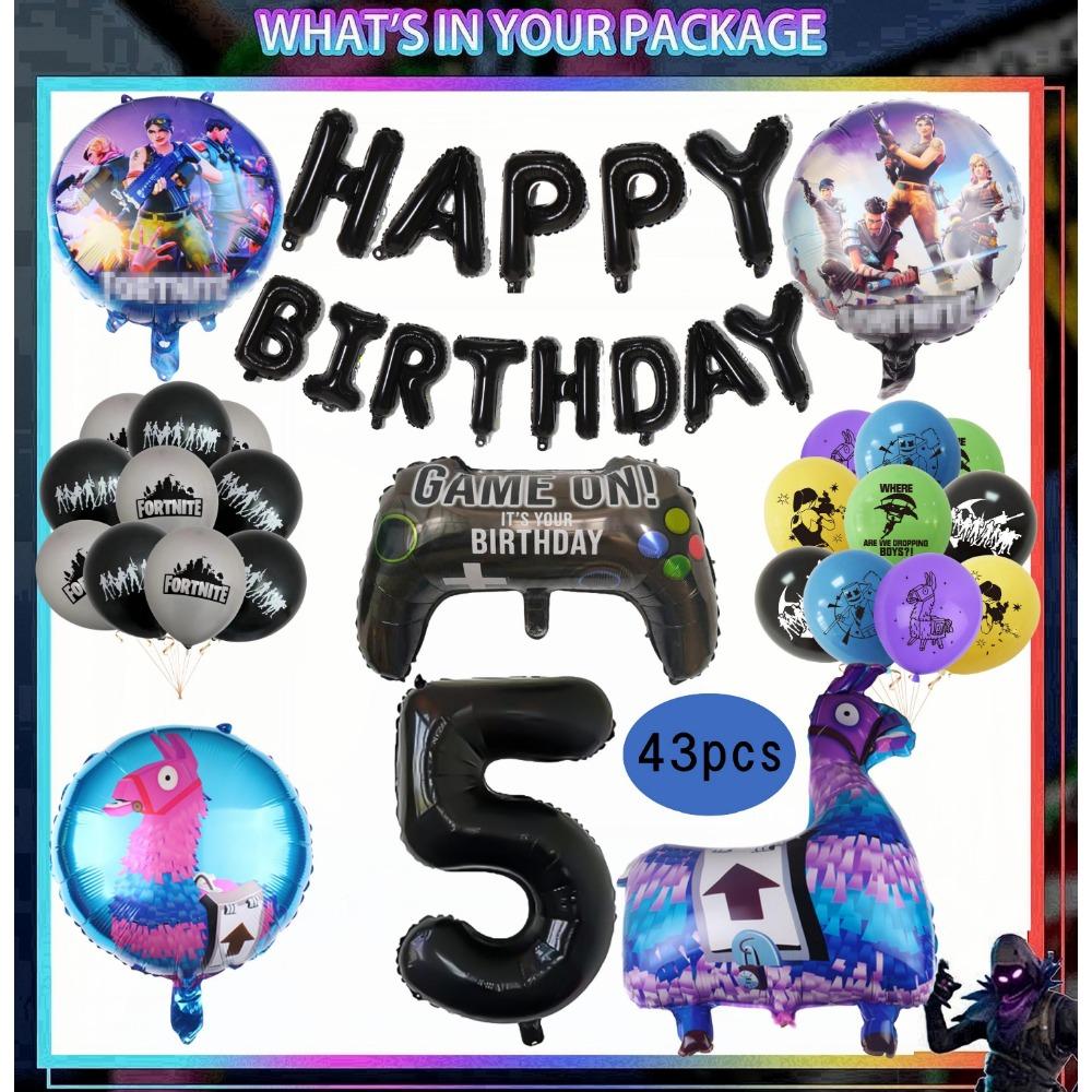 Shooting Game Fortnition Birthday Party Decoration Tableware Set 10people Backdrop Alpaca Balloon Baby Shower Kid Party Supplies