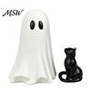 Cute Resin Ornament for Home Decor Halloween Ornament, Ghost Hugging A Black Cat Sculpture, Small Collectible Unique Figurine, Bedroom Entrance