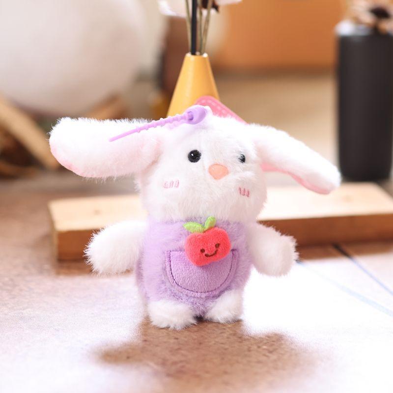 Cute Fruit Bunny Plush Keychain With Soft Polyester Fill For Bag Decoration