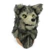 Halloween movable mouth gray wolf head mask, white fur fox mask, plush animal black cow mask for party performances
