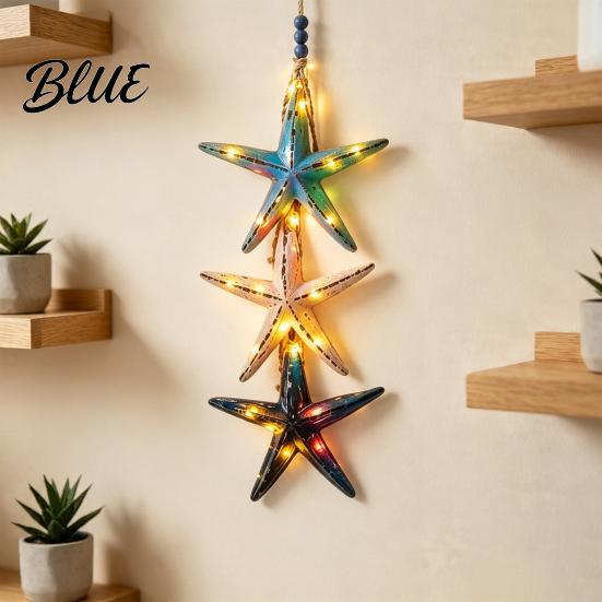 Bathroom And Bedroom Wall Decor Lighted Wooden Fish Starfish Decor Beachy with Warm LEDs Maritime Inspired Home Accessories Coastal Nautical Hanging