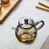 Pokaro Tea Heat-Resistant Glass Teapot, 370ml, Ink-Colored Design, Integrated Spout with Filter, Compact and Stylish Glass Teapot for Craft Tea,