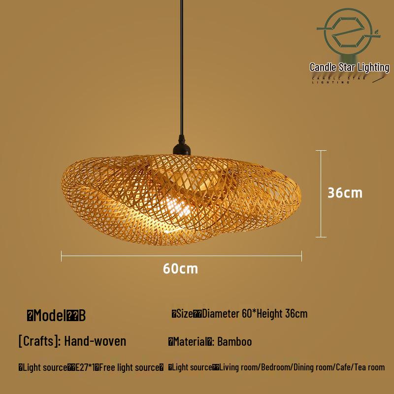 Zen Style Bamboo Rattan Pendant Light for Tea Rooms and Restaurants