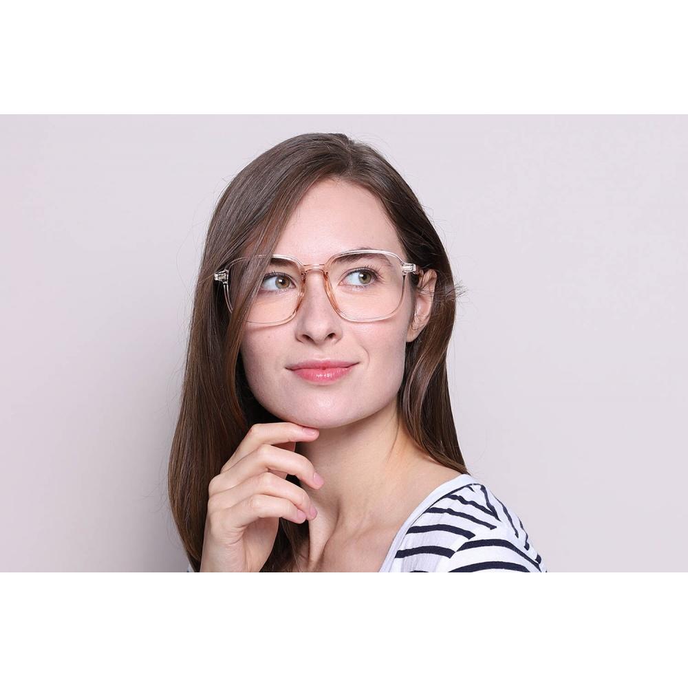 Full Rim Square Transparent Light Brown Smartbuy Collection Ghin G30050 C5 Fashion Unisex Eyeglasses