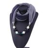 Elegant Polyester Infinity Scarf with Beaded Necklace – Women’s Fashionable Solid Color Neck Wrap