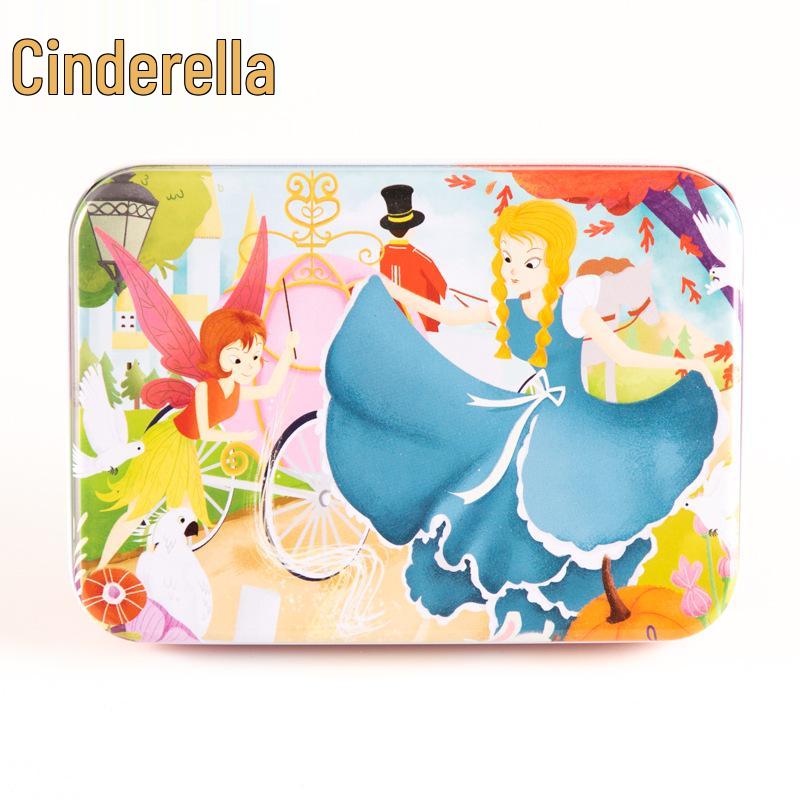 120-teiliges Holz-Cartoon-Puzzle in Blechdose für Kinder von 0-6 Jahren