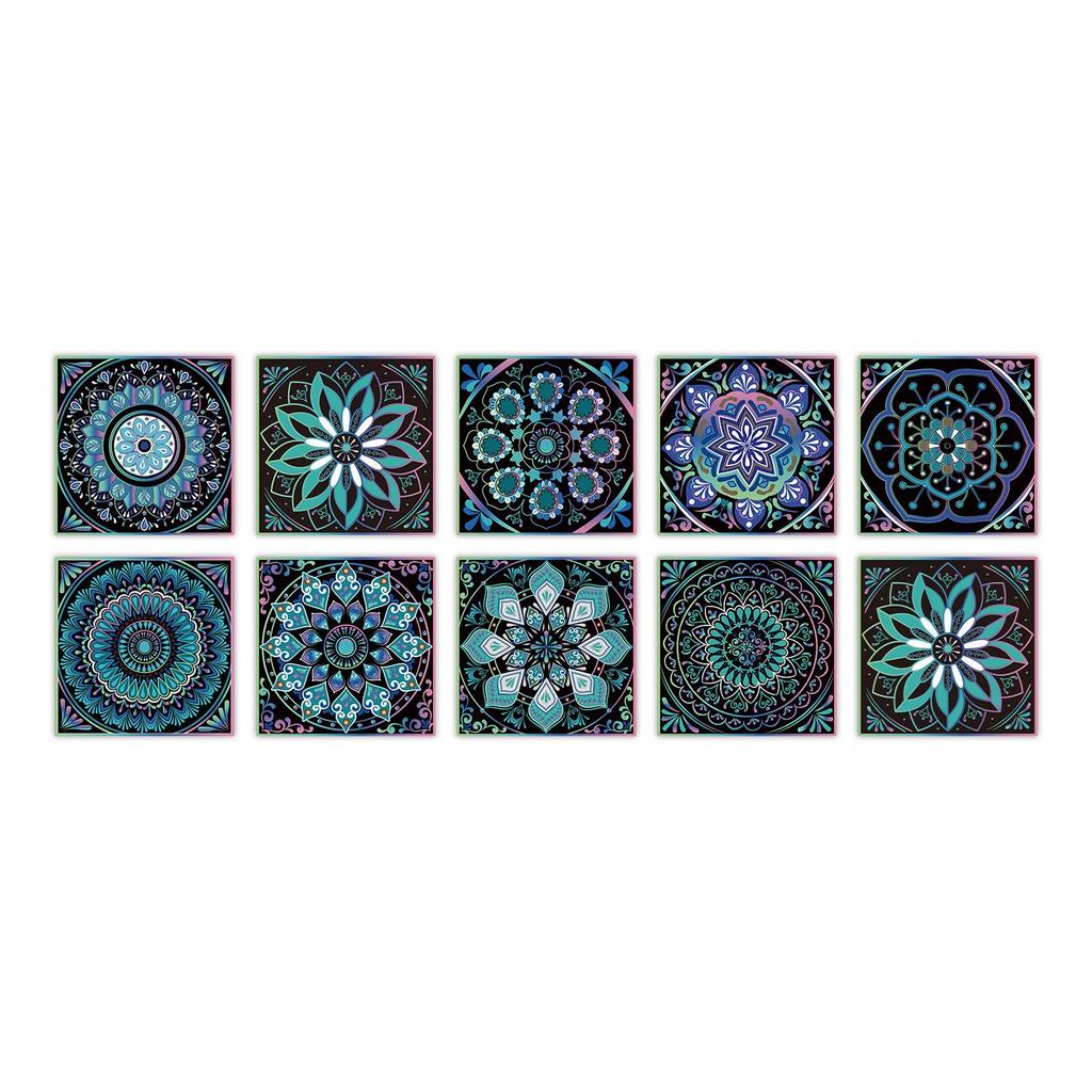 10-Pack European Style Floral Tile Wall Stickers for Living Room and Bathroom - Self-Adhesive PVC Crystal Film