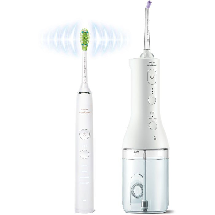 Brosse à dents électrique et jet dentaire - PHILIPS - HX3886/41 - DiamondClean 9000 - Power Flosser - blanc