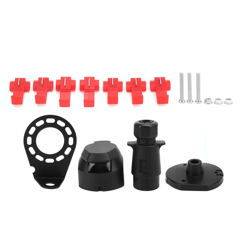 Trailer Adapter Trailer Parts Trailer Plug Connector Kit 7 Pin 92x50mm Universal Corrosion Resistant Iron Durable Trailer Socket