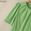 ZANZEA Women Summer Round Neck Casual Short Sleeve Dress