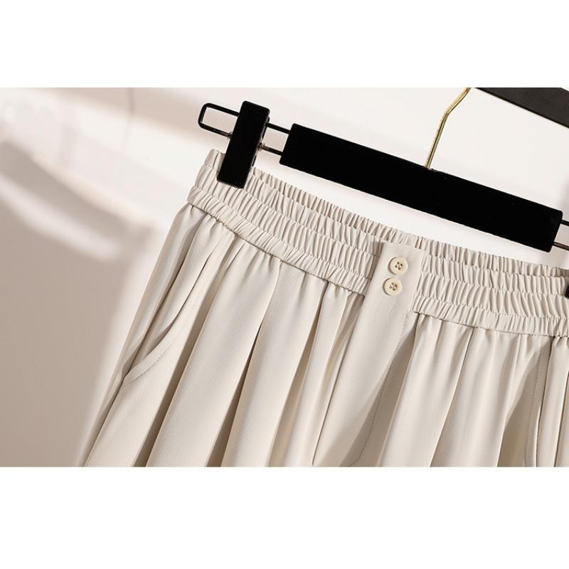 DIMANAF Übergröße Sommer Lange Hosen Damen Locker Elastischer Bund Freizeithosen Neu Einfarbig Hosen