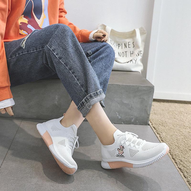Spring and Summer New Fashion Women's Shoes Breathable Running Women's Shoes Mesh Sports Shoes Spring All-match Casual Net Shoes White Shoes