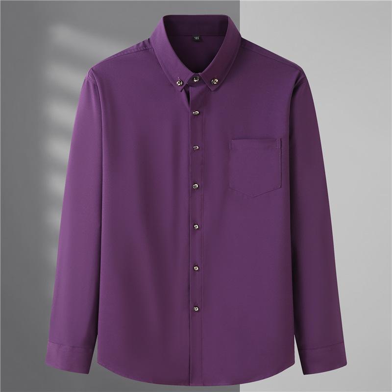 Volné pánské košile pro volný čas nadměrných velikostí s dlouhým rukávem Jednobarevné business pánské topy