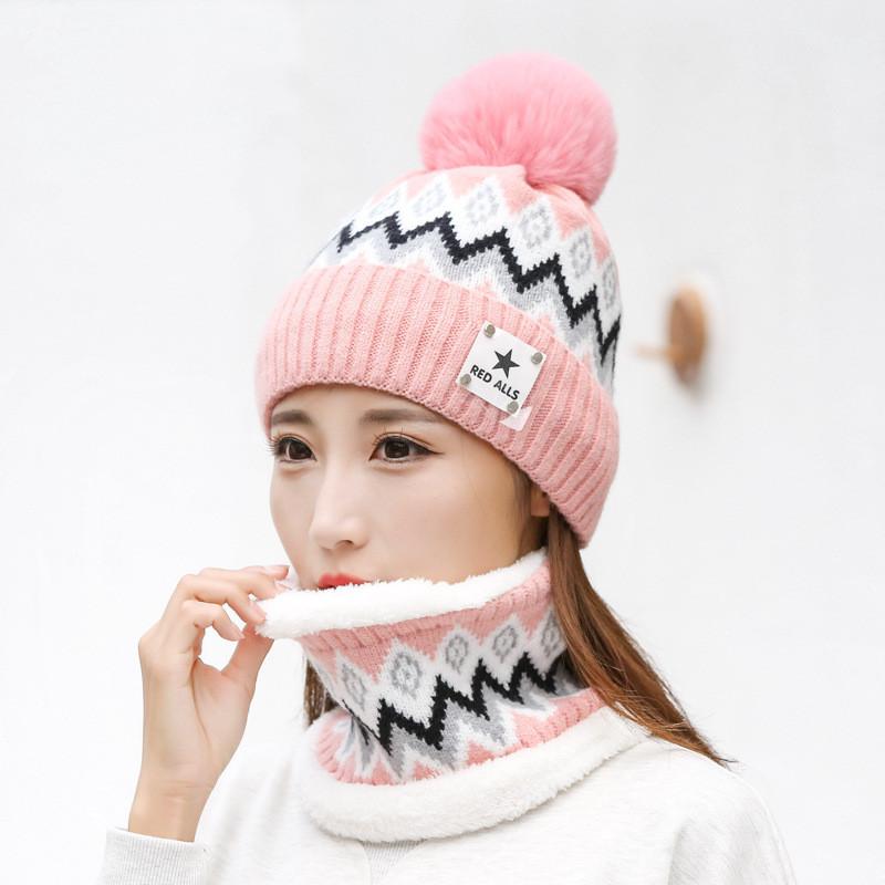 Knitted Hat Winter With Plush Balls And Letter Decor For Activities Outdoor