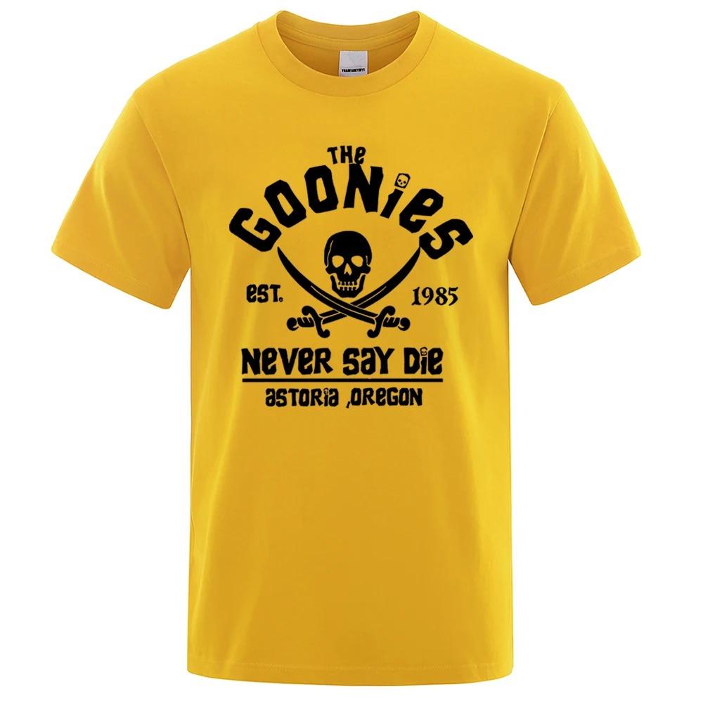 Men Oregon Pirate Flag Never Say Die Astoria Casual Tee Shirt Cotton Breathable Short Sleeve Brand Tops