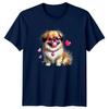 Cute Fluffy Dog Heart Glasses Love Animals Unisex Unisexs Graphic Tee Shirt