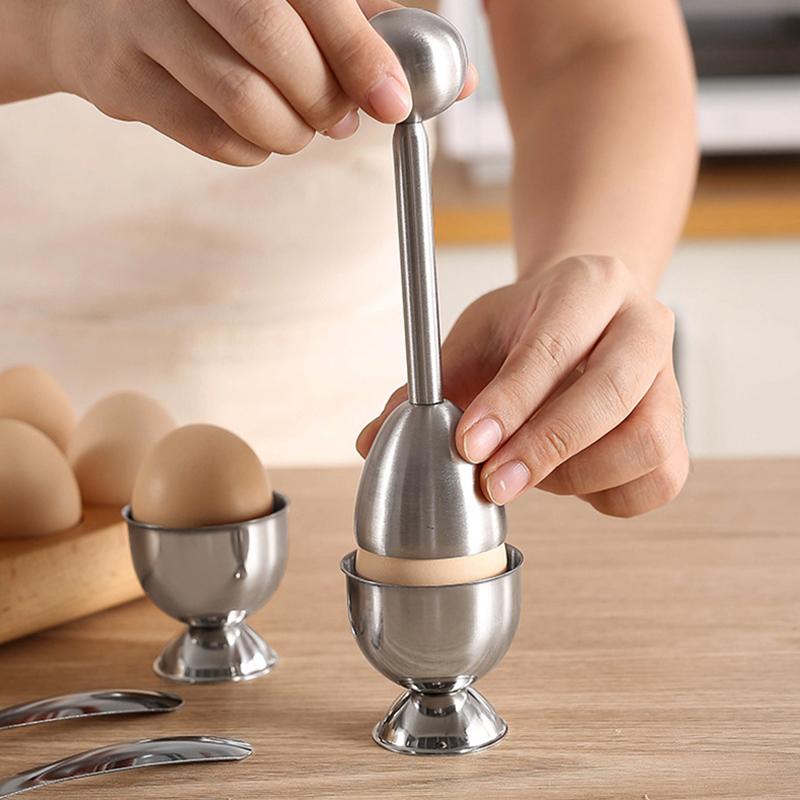 Egg Topper Cutter Shell Opener Boiled Egg Cracker Scissors Stainless Steel Egg Cups Holder Eggshell Cutter Kitchen Accessories