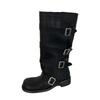 Edition Wide Knight Boots Women's Boots 2025 New Low Heel Belt Buckle Western Wasteland Wind Boots