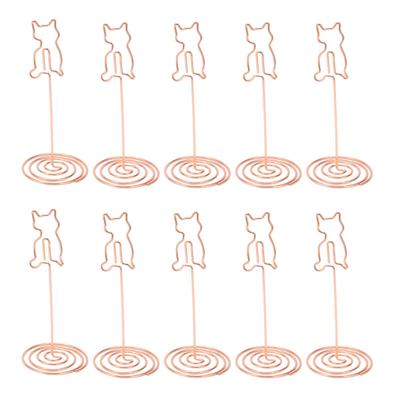 10Pcs Table Number Stands Stable Base Electroplated Metal Rose Gold Place Card Holder for Wedding Party Office Kitten
