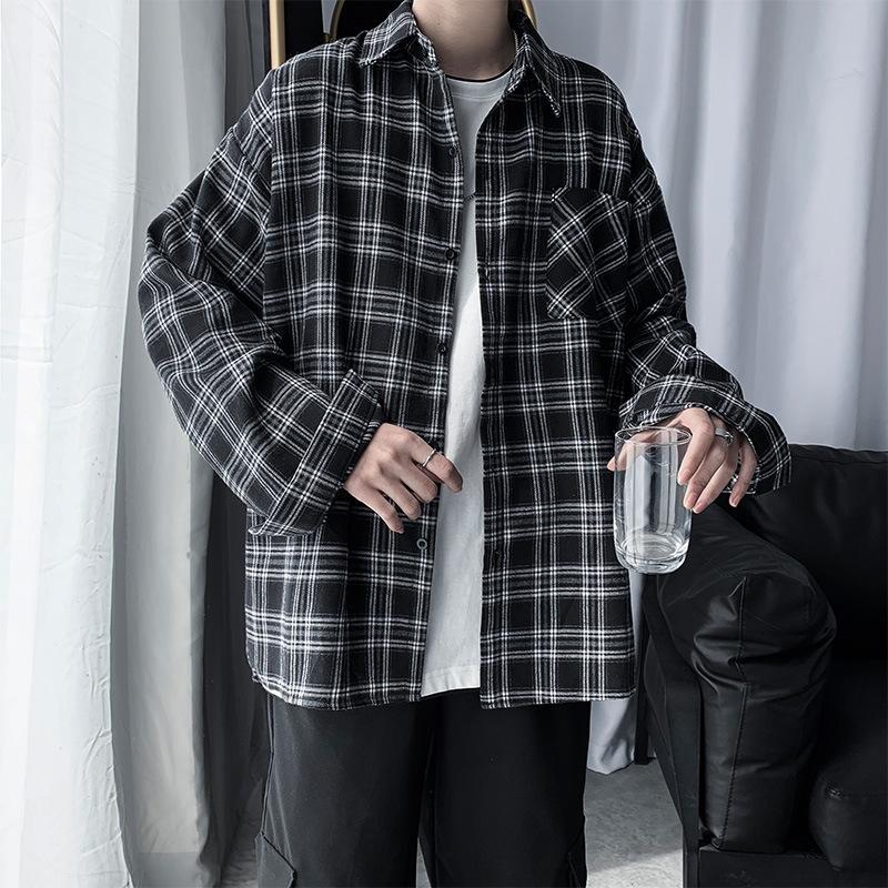 Checkered Long Sleeved Shirt, Loose and Casual